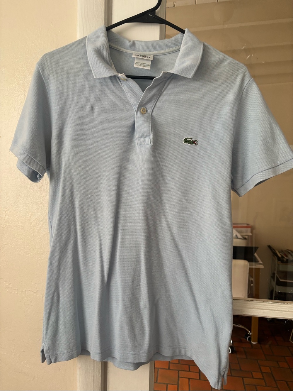 Lacoste Light Blue Short-Sleeve Polo with Crocodile Logo size 4 slim fit